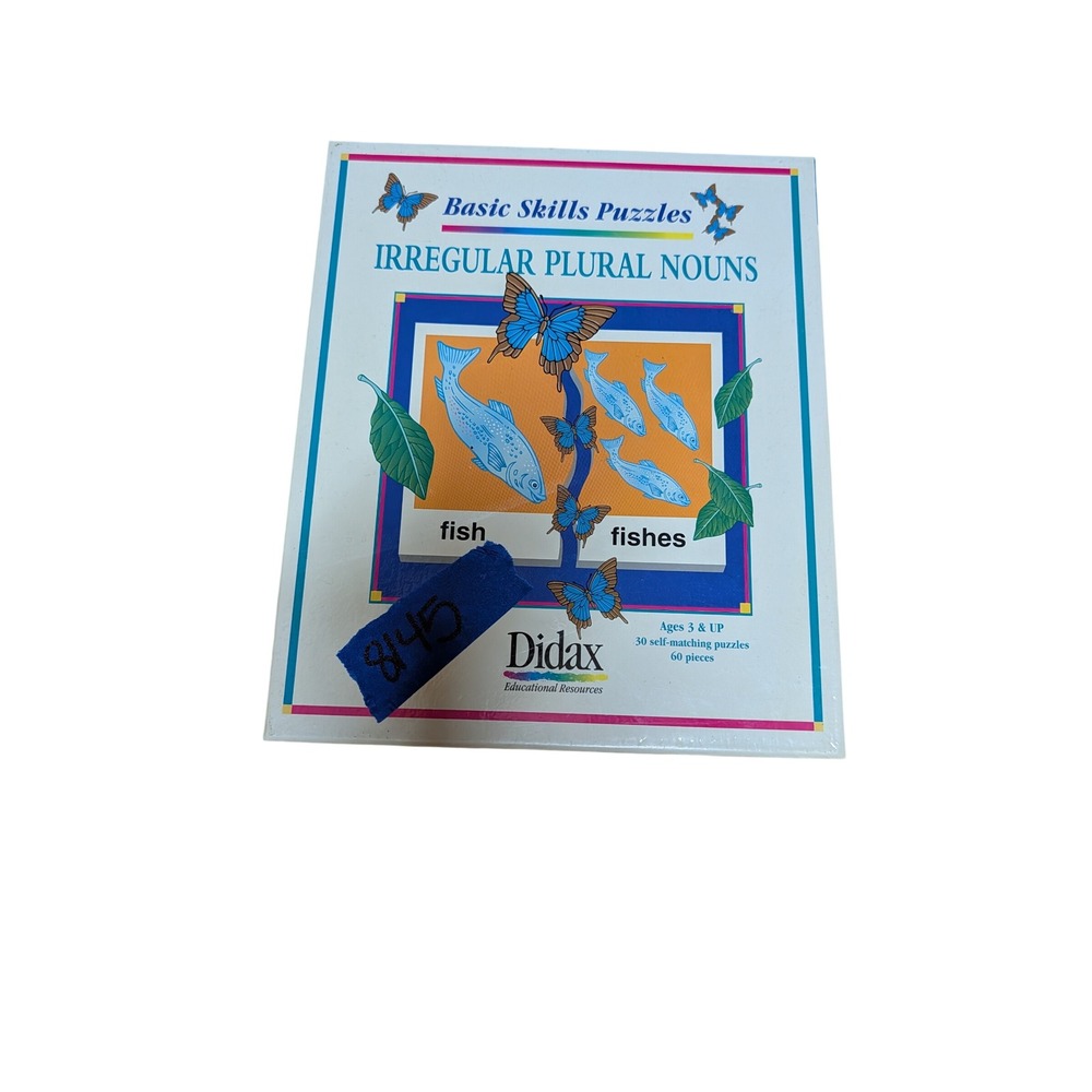 Didax Basic Skills Puzzles Kids Irregular Plural Nouns Excellent 60pc Education